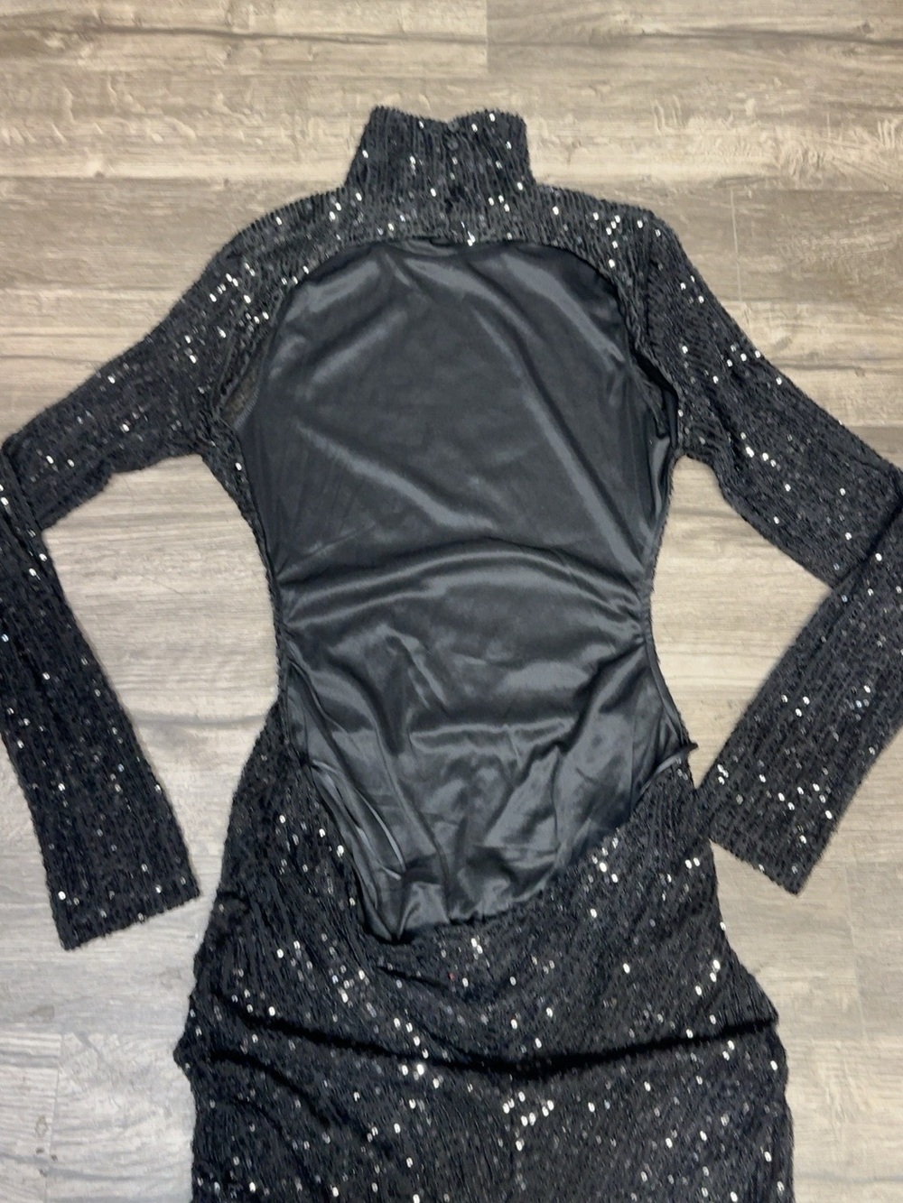 Fashion Nova Sheri Sequin Midi Dress Black XL NWT Open Back - Picture 3 of 11